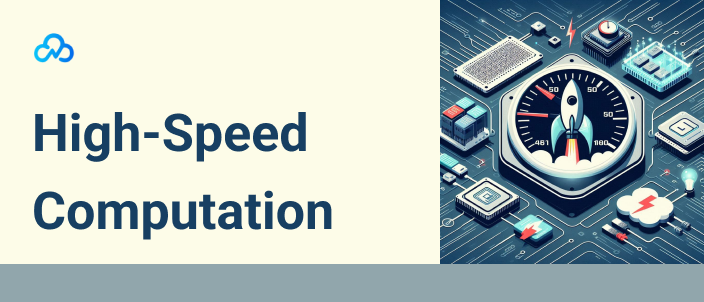 Cloud computing AI with high-speed computation and advanced hardware.
