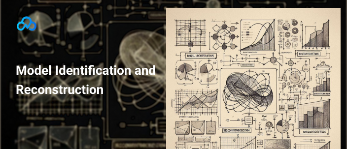 Machine learning models visualizing model identification and reconstruction processes.