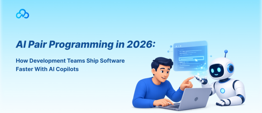 Developer collaborating with an AI coding assistant to build software faster in 2026