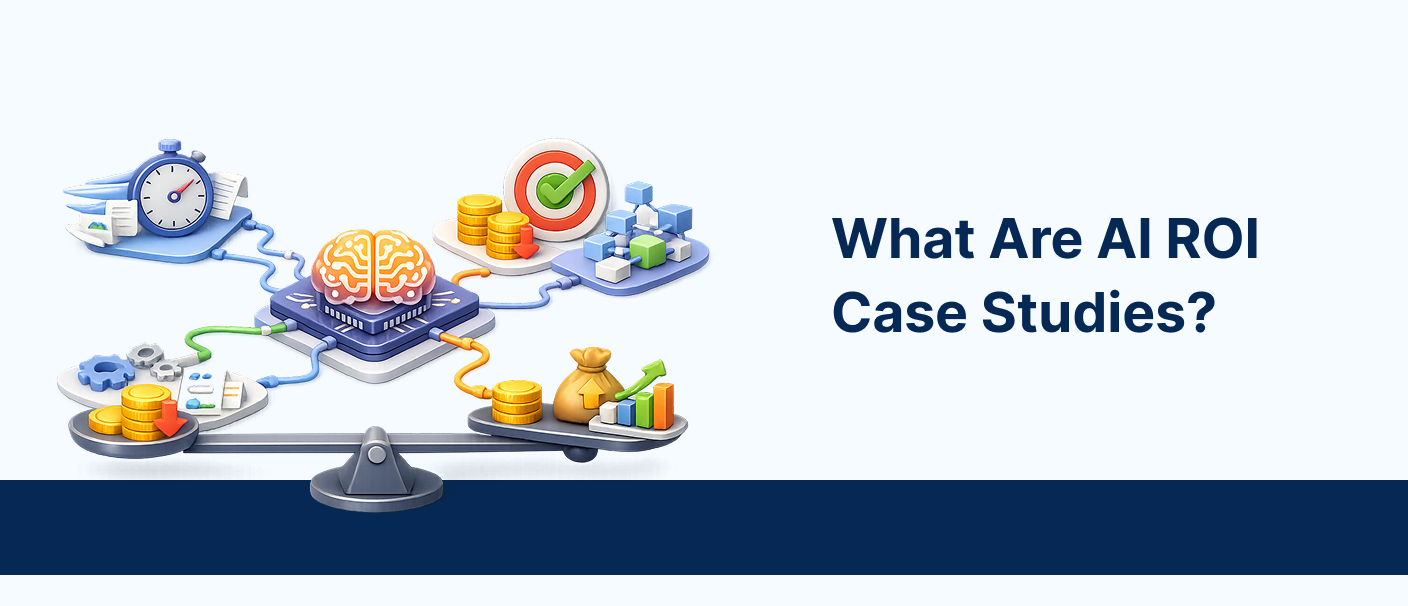 AI ROI case studies showing cost savings, productivity improvements, faster delivery and measurable business outcomes