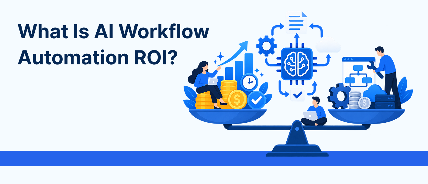 AI workflow automation ROI showing cost savings, time savings and business process automation